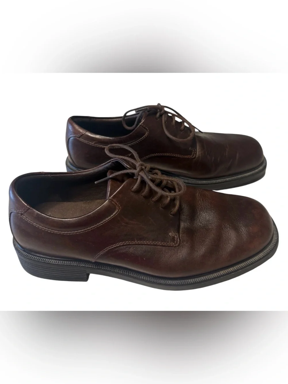 Rockport Men's Margin Dark Brown Leather Lace-Up Oxfords sz9.5W Dress Shoe